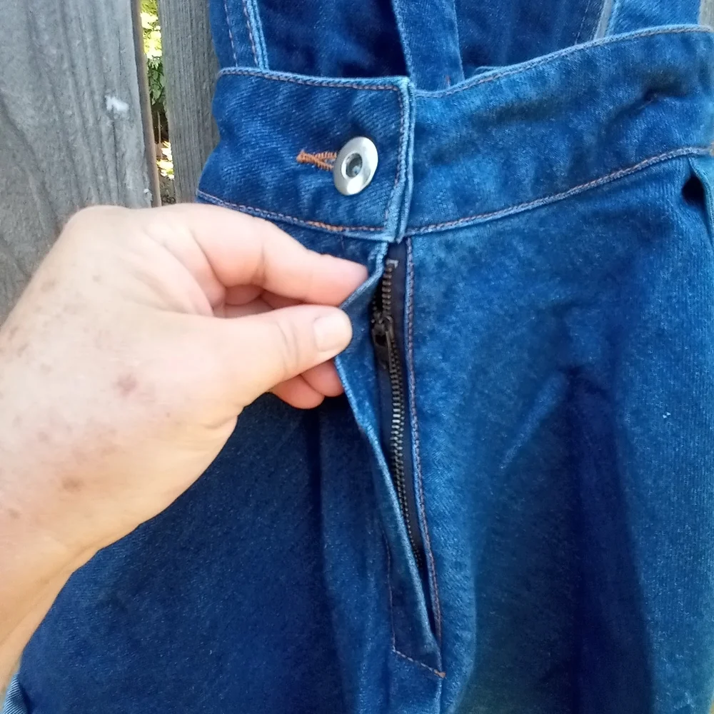 Y2K Vintage American Apparel Denim Bib Overall Skater Skirt S Non-Stretch Flared